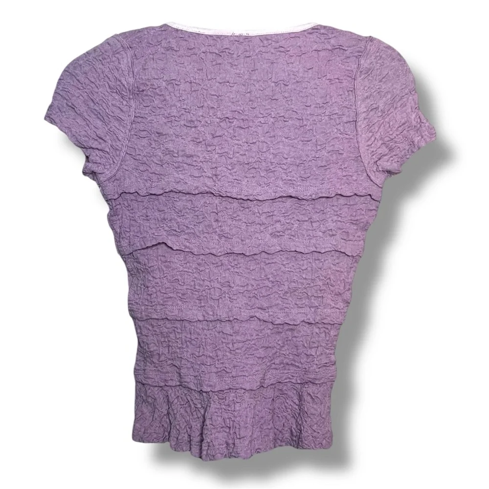 Free People Women’s Krystal Tee, textured V-neck t-shirt Tuscany Size: X-Small - Picture 2 of 5